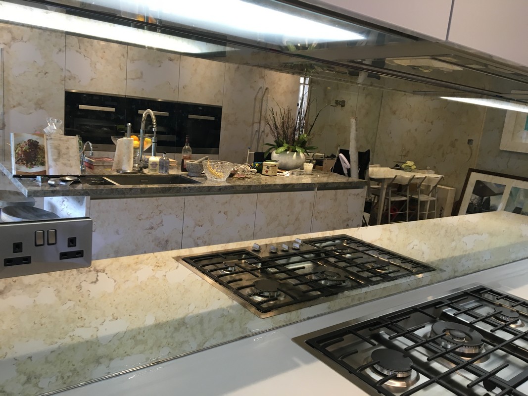 Mirror glass splashback in Paddington luxury kitchen